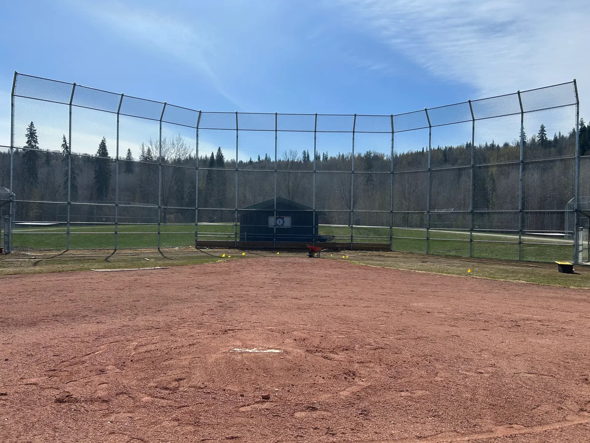 Completed baseball backstop and netting