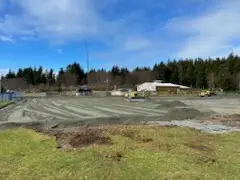 Graded structural gravel pad on a large coastal site